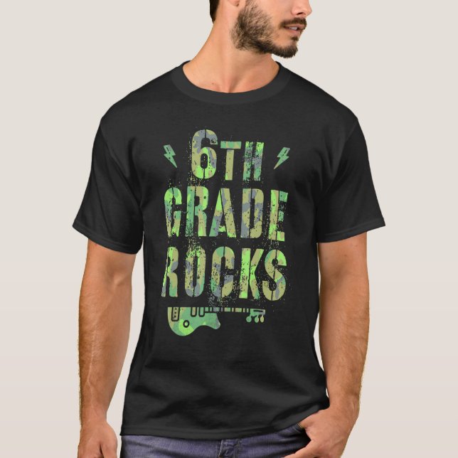 Camo 6th Grade Rocks Camp Teacher Squad Sixth Grad T-Shirt (Front)