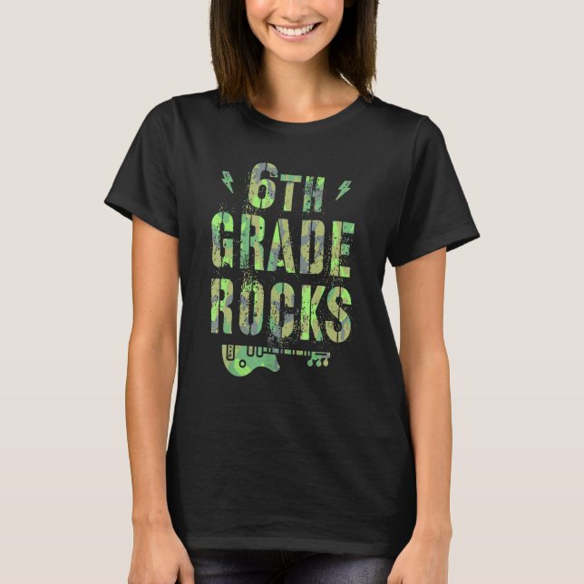 Camo 6th Grade Rocks Camp Teacher Squad Sixth Grad T-Shirt (Front)