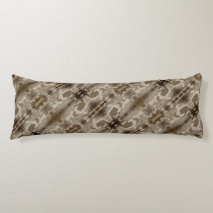 Camo Abstract Mocha Brown Beige Cream Body Pillow