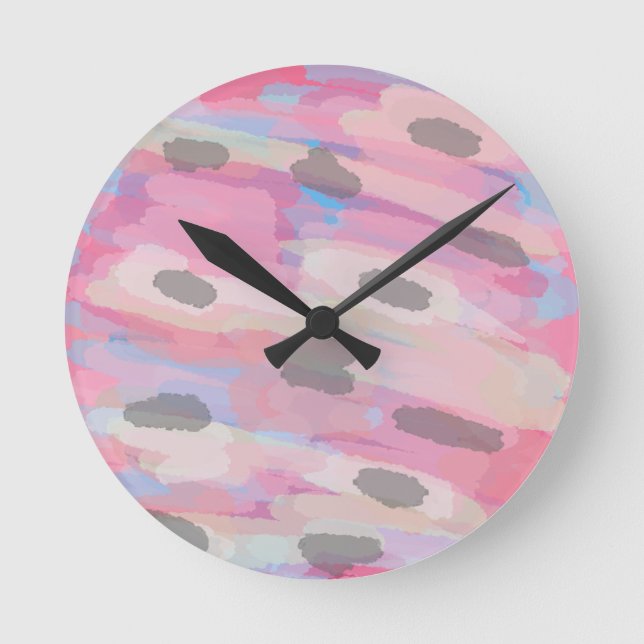 Camo Abstract Pink Pattern Round Clock (Front)