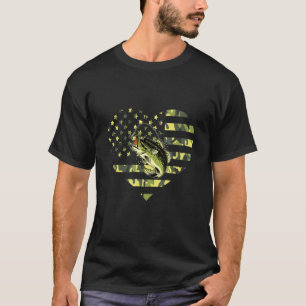 Camo American Flag Bass Fishing Love Fishing Fish T-Shirt