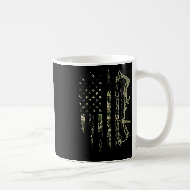 Camo American Flag Bowhunting Bow Archery Deer Hun Coffee Mug (Right)