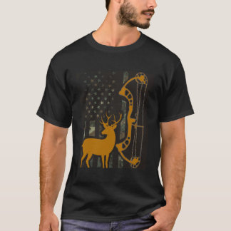 Camo American Flag Buck Hunting Gift For Deer Hunt T-Shirt