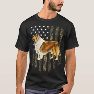 Camo American Flag Collie 4th Of July USA T-Shirt