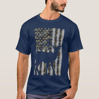 Camo American Flag Deer Vintage Buck Elk Hunting H T-Shirt
