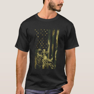 Camo American Flag Dirt Bike Vintage Motocross Rac T-Shirt
