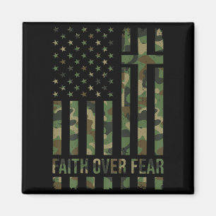 Camo American Flag Faith Over Fear Christian Patri Magnet