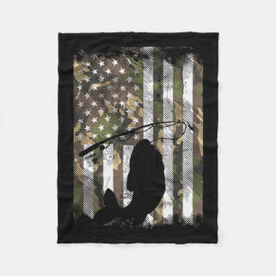 Camo American Flag Fish Fishing Patriotic Fisherma Fleece Blanket