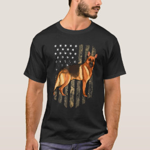 Camo American Flag German Shepherd 4th Of July Usa T-Shirt