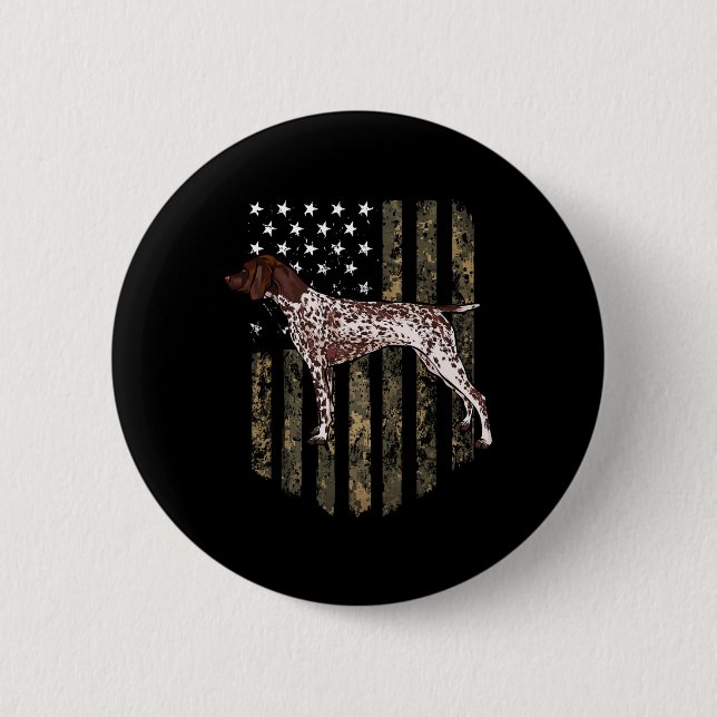 Camo American Flag German Shorthaired Pointer 4th  6 Cm Round Badge (Front)