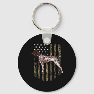 Camo American Flag German Shorthaired Pointer 4th Key Ring