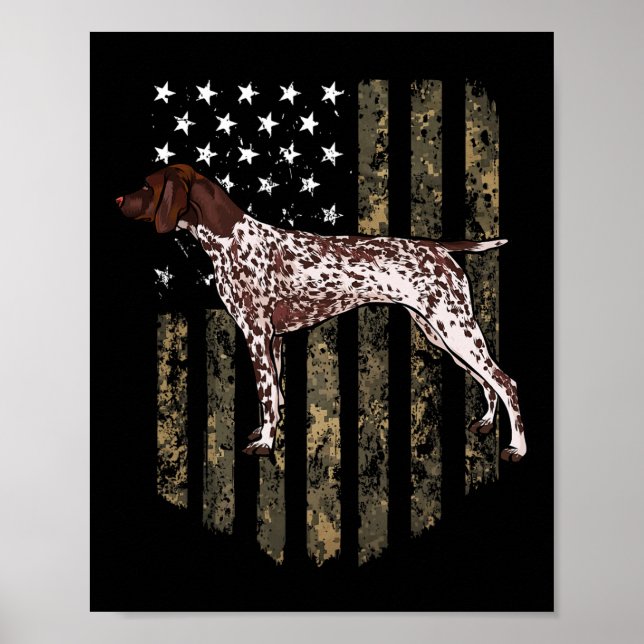Camo American Flag German Shorthaired Pointer 4th  Poster (Front)
