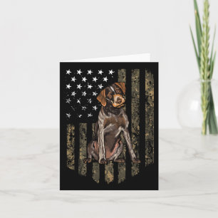 Camo American Flag German Wirehaired Pointer 4th O Card