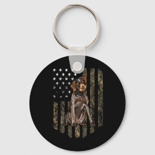 Camo American Flag German Wirehaired Pointer 4th O Key Ring
