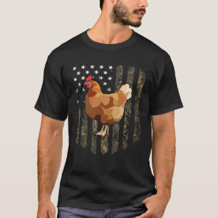 Camo American Flag Hen 4th Of July Farm Animal T-Shirt