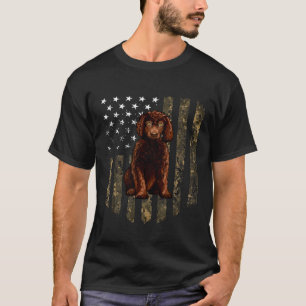 Camo American Flag Irish Water Spaniel 4th Of July T-Shirt
