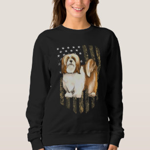 Camo American Flag Lhasa Apsos 4th Of July Usa Sweatshirt