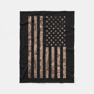 Camo American Flag Military 4th Of July American F Fleece Blanket