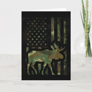 Camo American Flag Moose Hunting Gift For Hunter M Card