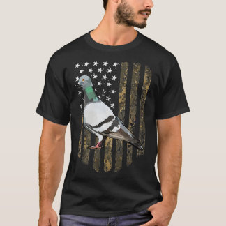 Camo American Flag Pigeon Bird 4Th Of July T-Shirt