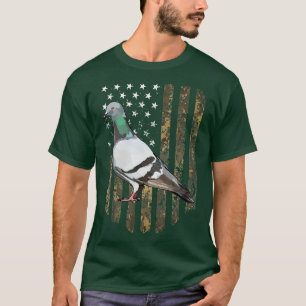 Camo American Flag Pigeon Bird 4th Of July T-Shirt