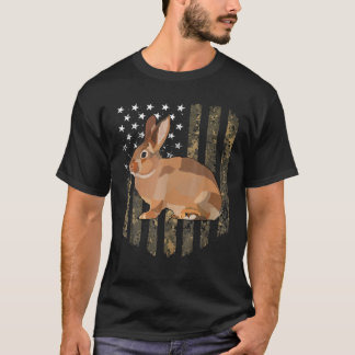 Camo American Flag Rabbit 4Th Of July Farm Animal T-Shirt