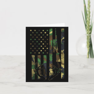 Camo American Flag Rifle Antler Deer Hunting Gun H Card