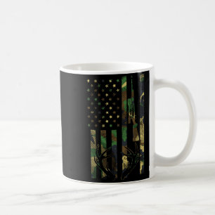 Camo American Flag Rifle Antler Deer Hunting Gun H Coffee Mug