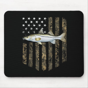 Camo American Flag Snook Fishing 4th Of July Mouse Pad