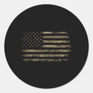 Camo American Flag Usa Camouflage Men Boys Women G Classic Round Sticker