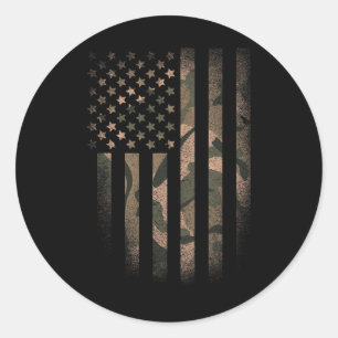 Camo American Flag Usa Military Tactical Camouflag Classic Round Sticker