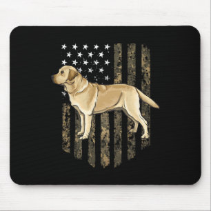 Camo American Flag Yellow Labrador Retriever 4th O Mouse Pad