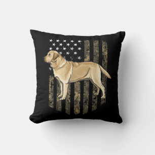 Camo American Flag Yellow Labrador Retriever  Thro Cushion