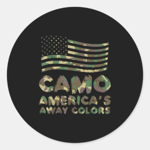 Camo Americas Away Colours Funny Camouflage 4th Of Classic Round Sticker