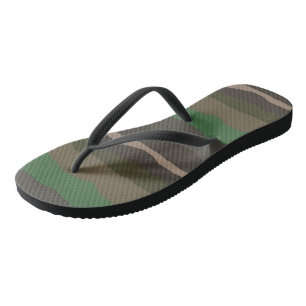 Camo and Green abstract Stripes Thongs