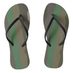 Camo and Green abstract Stripes Thongs