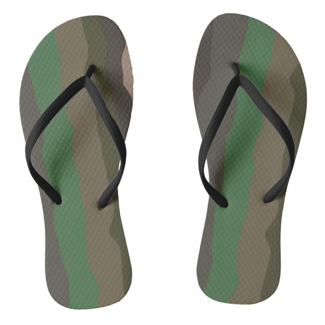 Camo and Green abstract Stripes Thongs (Footbed)
