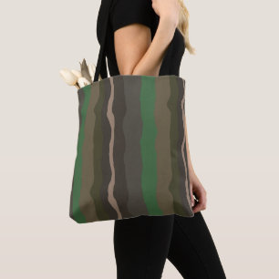 Camo and Green abstract Stripes Tote Bag