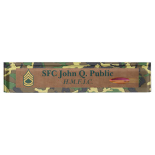 Camo and Leather Desk Nameplate
