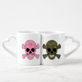 Camo And Pink Camo Skulls His And Hers Mug Set (Back Nesting)