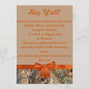 Camo and Tan Wedding Invitation