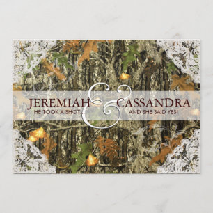 Camo and White Lace Wedding Invitation