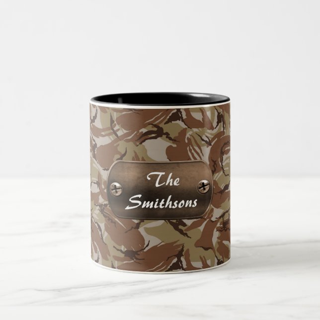 camo army brown and green personalised Two-Tone coffee mug (Center)