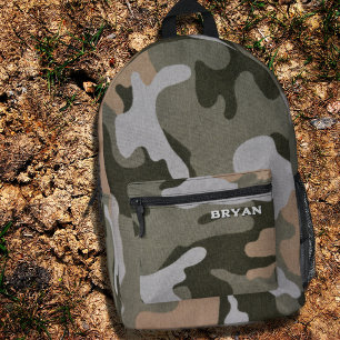 Camo Army Green Boys Name Backpack