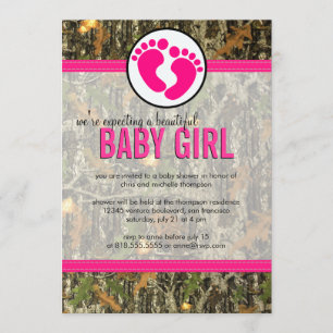 Camo - Baby Girl Shower Invitation