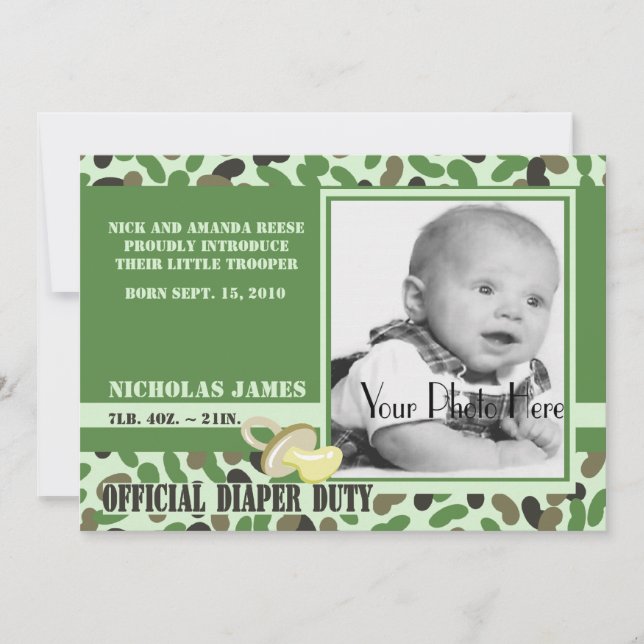 Camo Baby/ Green Invitation (Front)
