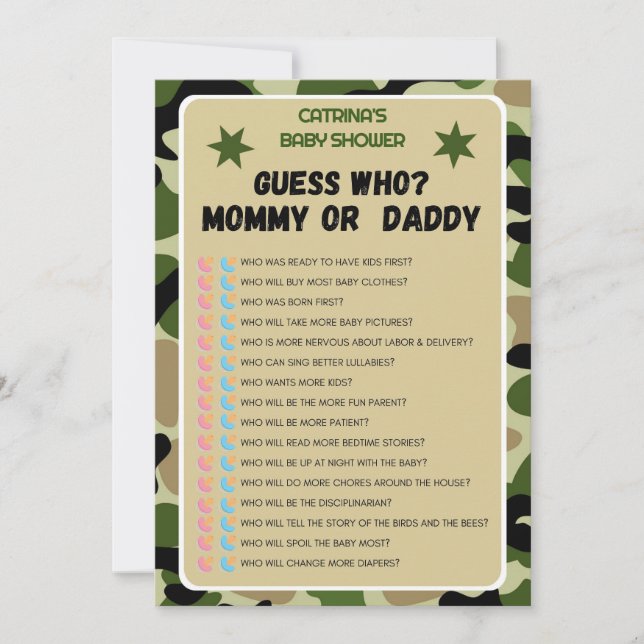 Camo Baby Shower - Editable Name, 5x7 Invitation (Front)