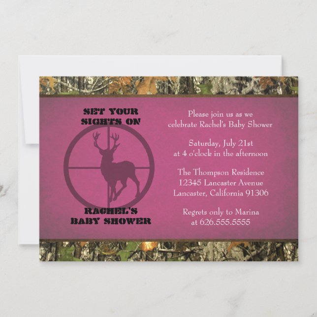 Camo Baby Shower - Girl Invitations (Front)