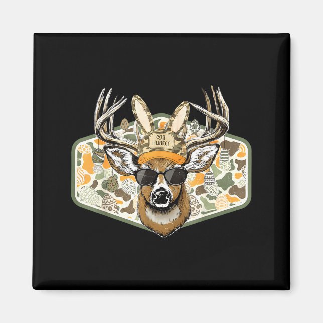 Camo Backward Cap Deer Buck Easter Egg Hunter Boy Magnet (Front)