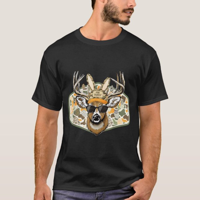 Camo Backward Cap Deer Buck Easter Egg Hunter Boy T-Shirt (Front)